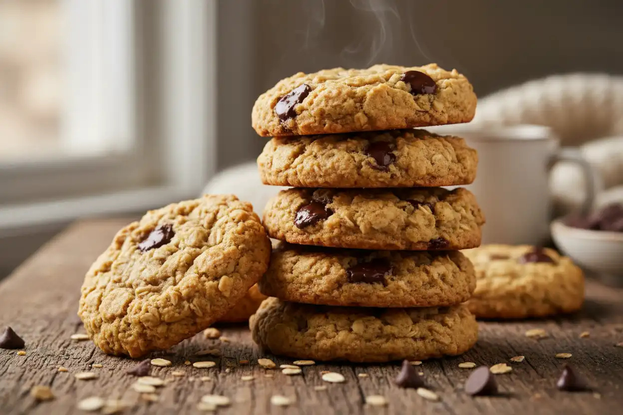 banana oatmeal cookies, oatmeal cookies, banana cookies, 4 ingredient banana oatmeal cookies, 4-ingredient banana oatmeal cookies, gluten free banana oatmeal cookies, vegan banana cookies, chewy cookies,