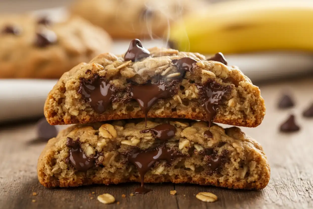 banana oatmeal cookies, oatmeal cookies, banana cookies, 4 ingredient banana oatmeal cookies, 4-ingredient banana oatmeal cookies, gluten free banana oatmeal cookies, vegan banana cookies, chewy cookies