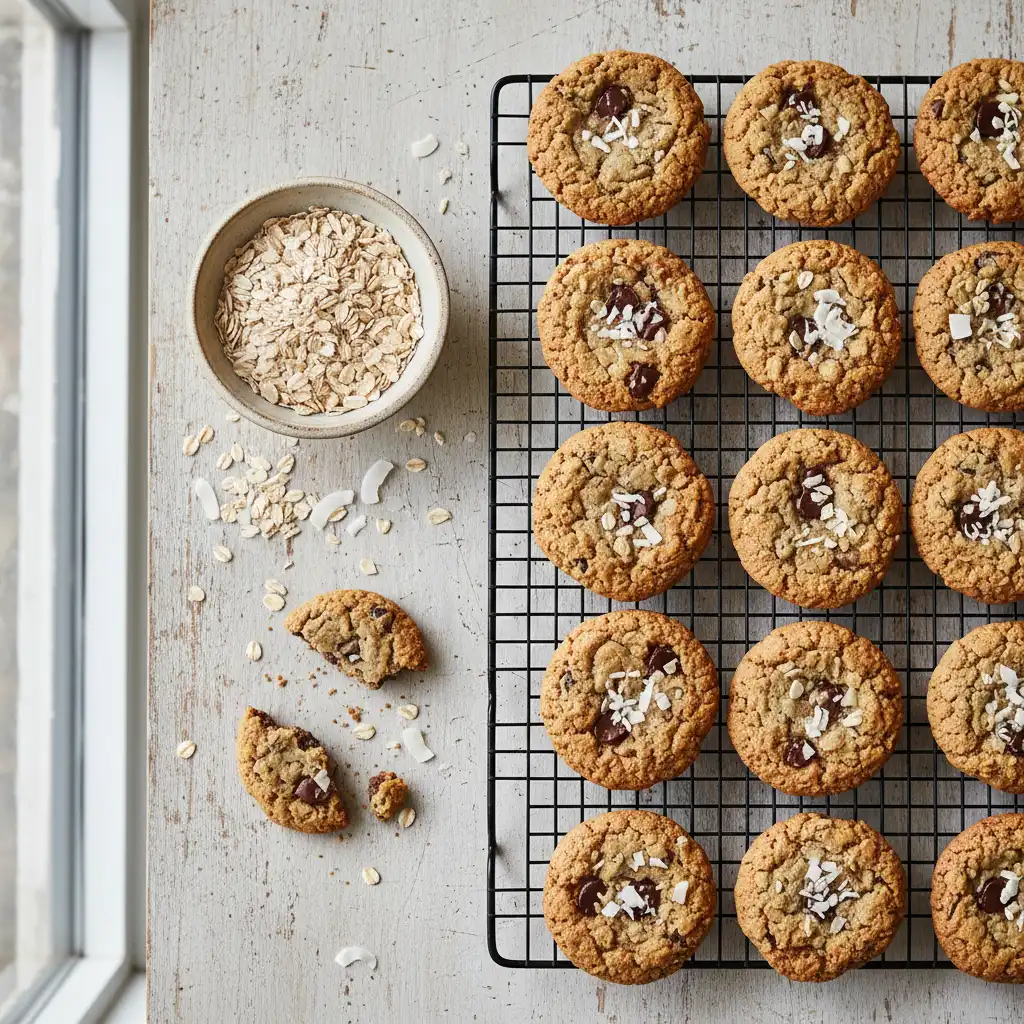chocolate cookies with chocolate, chocolate chip cookies, chocolate cookie recipe, chocolate chip oatmeal cookies with coconut, chocolate chip cookies with oats and coconut, chocolate chip cookies with oat flour, soft chocolate cookies, fudgy chocolate cookies, no bake cookies with chocolate chips,