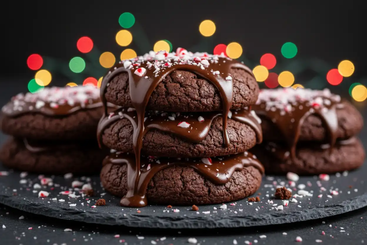 chocolate peppermint cookies, christmas cookie recipes, chocolate cookies, gluten free chocolate peppermint cookies, gluten free peppermint chocolate cookies, dark chocolate and peppermint cookies, peppermint hot chocolate cookies, peppermint white chocolate cookies, holiday cookie recipe, festive cookie,