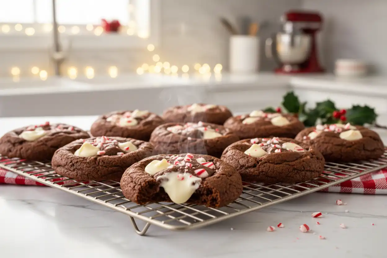 chocolate peppermint cookies, christmas cookie recipes, chocolate cookies, gluten free chocolate peppermint cookies, gluten free peppermint chocolate cookies, dark chocolate and peppermint cookies, peppermint hot chocolate cookies, peppermint white chocolate cookies, holiday cookie recipe, festive cookie,