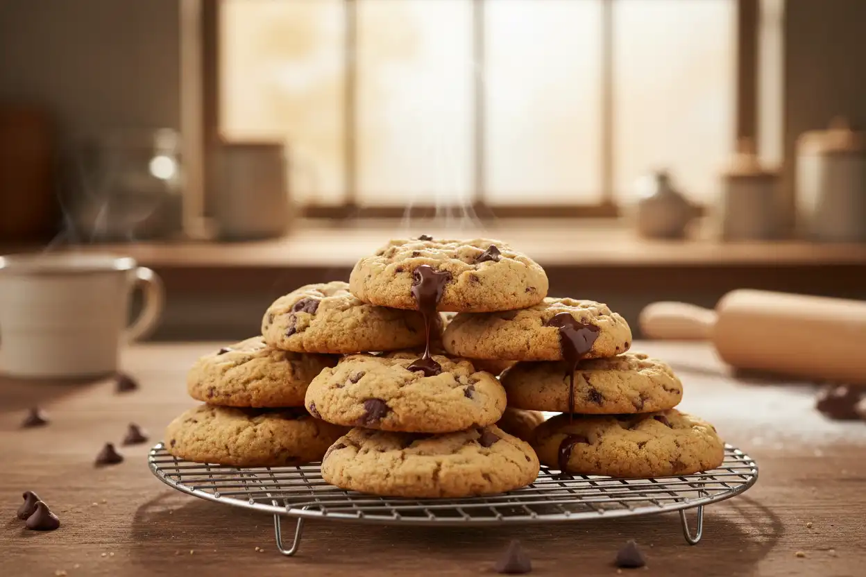 eggless chocolate chip cookies, easy cookie recipe, no-egg cookies, eggless soft chocolate chip cookies, egg-free cookies, plant-based cookies, vegan chocolate cookies,