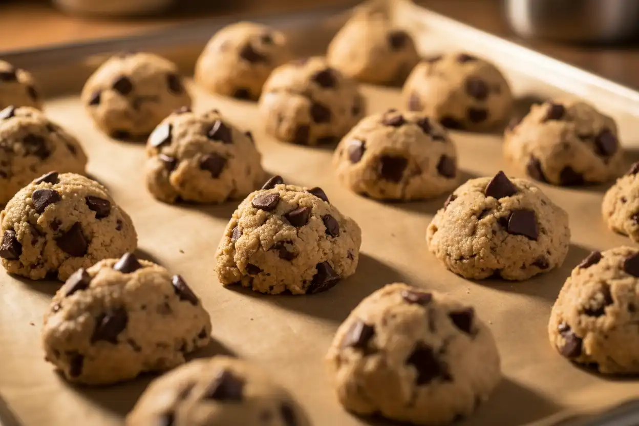 eggless chocolate chip cookies, easy cookie recipe, no-egg cookies, eggless soft chocolate chip cookies, egg-free cookies, plant-based cookies, vegan chocolate cookies,