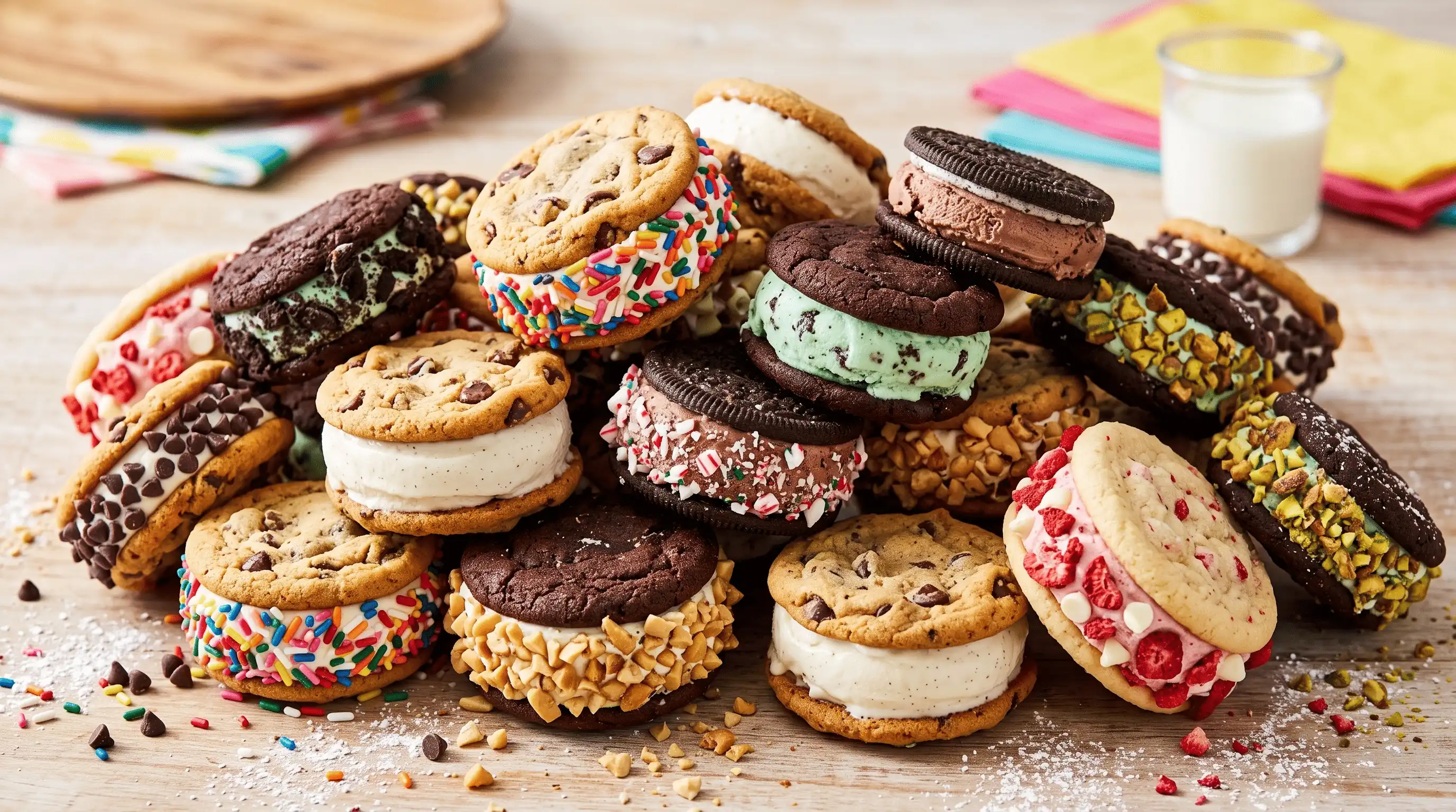 ice cream cookies, ice cream flavors, dessert ideas, ice cream recipes, ice cream sandwiches, ice cream treats, cookie desserts, sweet snacks