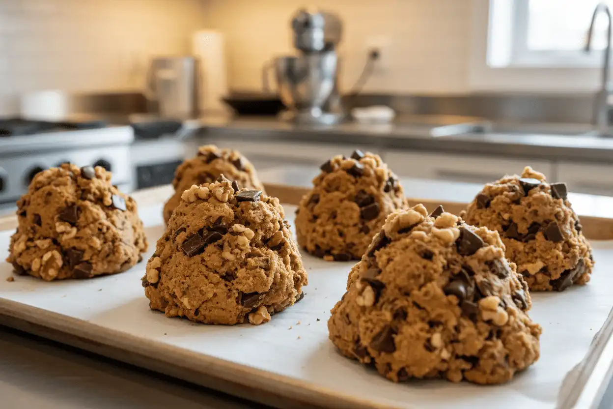 levain cookie recipe, cookie recipe, levain cookies, levain chocolate chip cookie recipe, levain chocolate chip walnut cookie recipe, levain bakery oatmeal raisin cookie recipe, thick cookies, bakery-style cookies, chewy cookies, chocolate chip