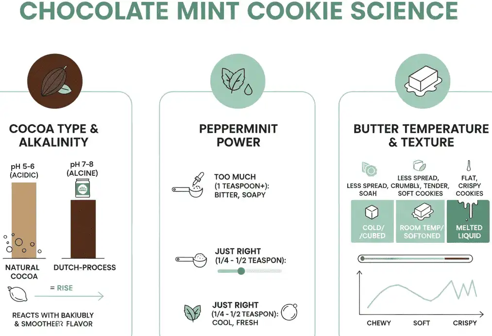 Diagram showing the balance of cocoa acidity, peppermint extract potency, and butter ratios
