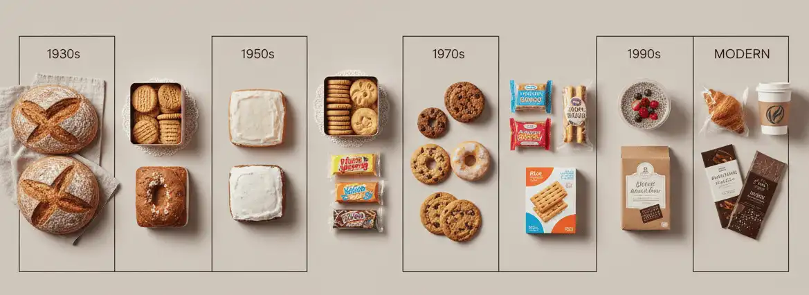 Timeline of Pepperidge Farm cookie line evolution from 1937 to modern day