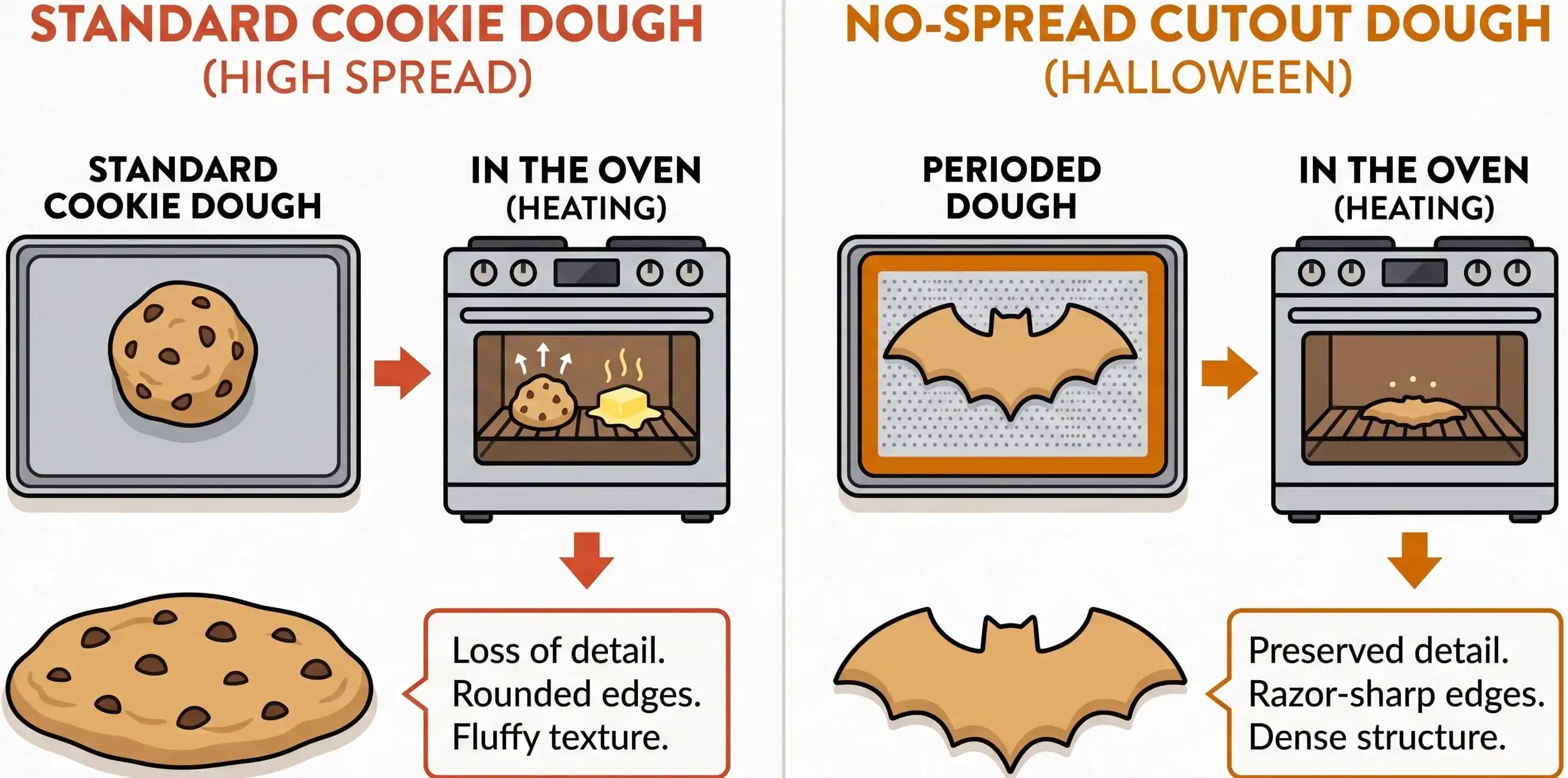 Visual breakdown of butter melting point vs. starch gelatinization in cutout cookies