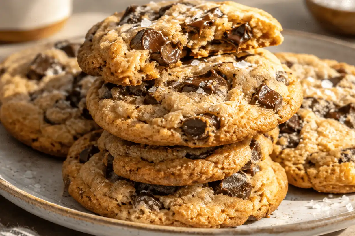 chocolate-chip-sugar-cookies-stacked-on-a-ceramic-plate