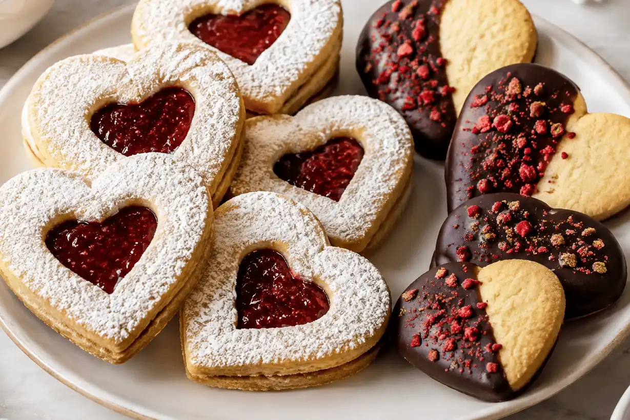 heart-linzer-cookies-and-chocolate-dipped-cookies
