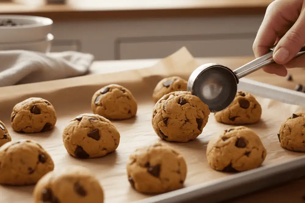 scooping-chocolate-chip-cookie-dough-onto-a-tray