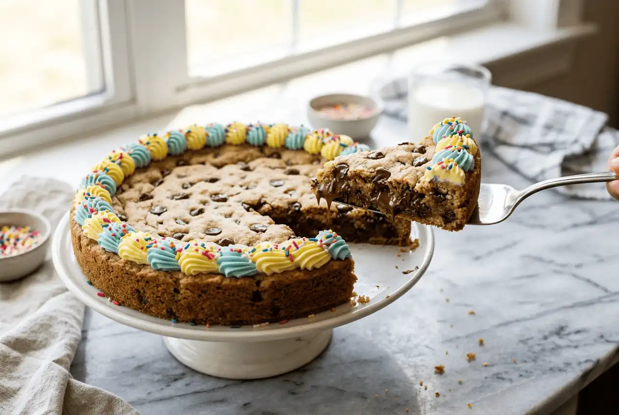 cookie-cake-decorated-with-buttercream-and-sprinkles 